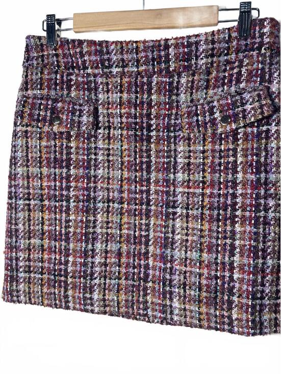 LOFT Dresses & Skirts - LOFT Tweed Mini Skirt Women's 8 Pockets Gingham Boxy